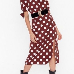 Sorry is Dot Enough High-Waisted Midi Skirt